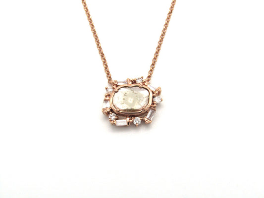 Estate, 9K gold diamond 'slice' necklace