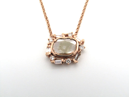 Estate, 9K gold diamond 'slice' necklace