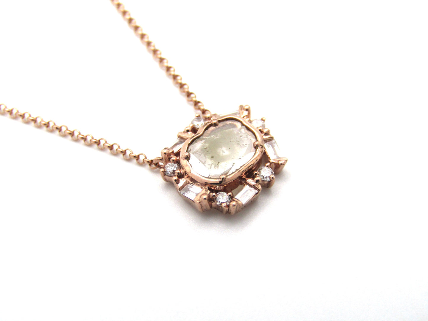 Estate, 9K gold diamond 'slice' necklace