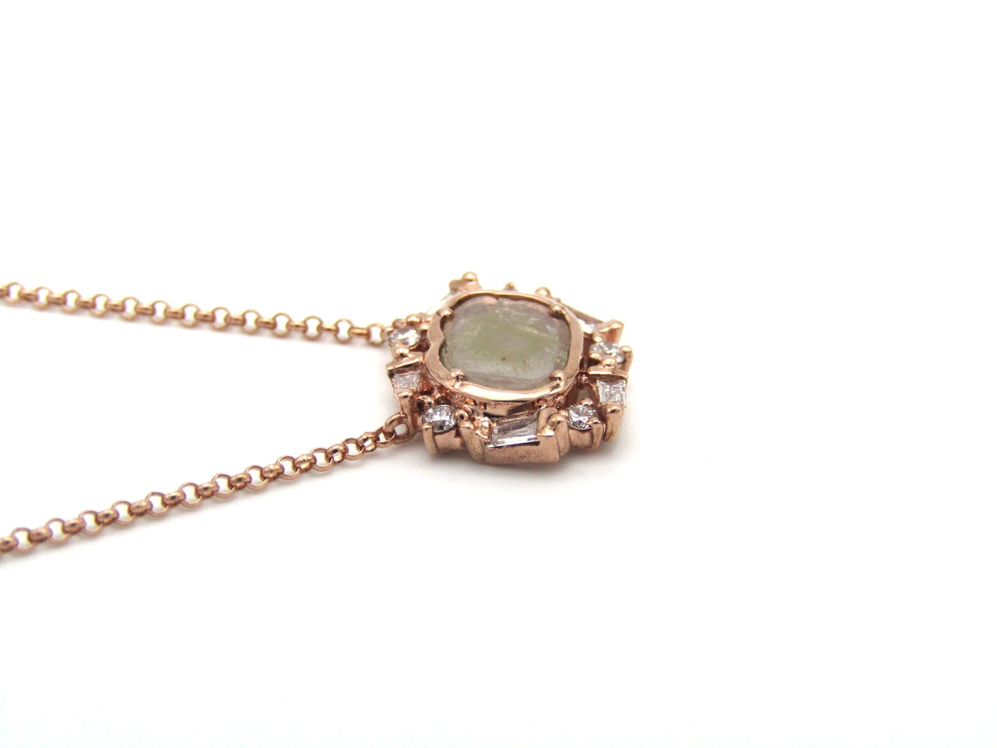 Estate, 9K gold diamond 'slice' necklace