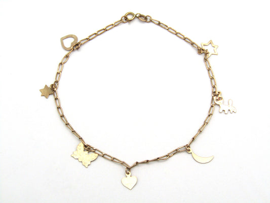 Estate, 9K gold charm bracelet