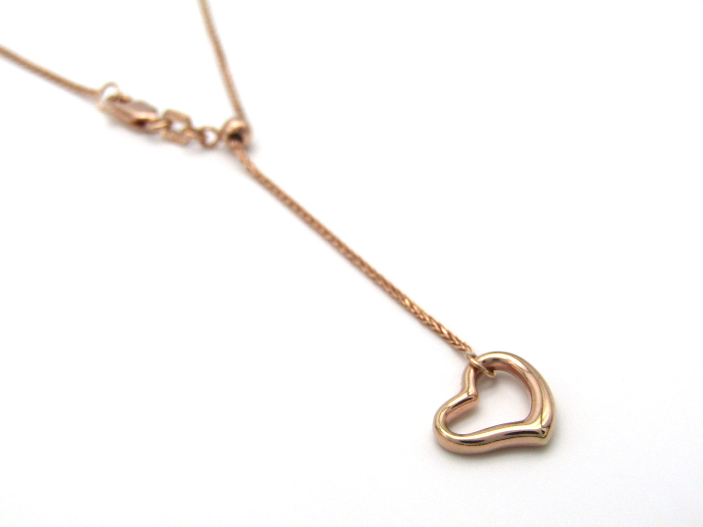 Estate, 9K gold adjustable heart necklace