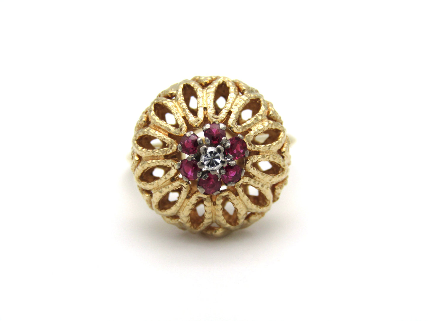 Mid-century, 18K gold ruby and diamond dome ring, c.1960s