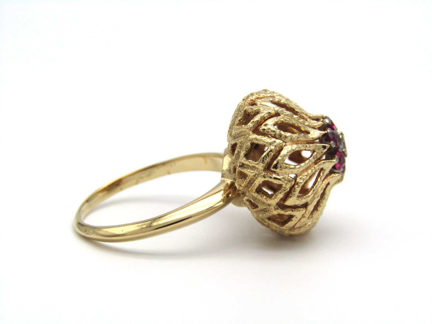 Mid-century, 18K gold ruby and diamond dome ring, c.1960s