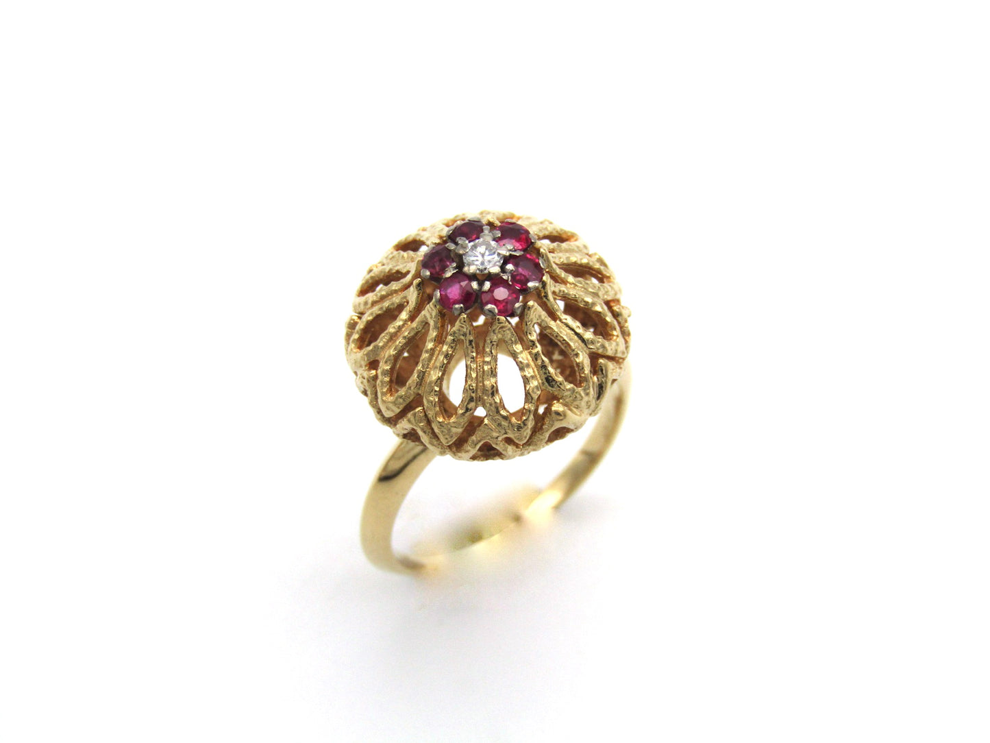 Mid-century, 18K gold ruby and diamond dome ring, c.1960s