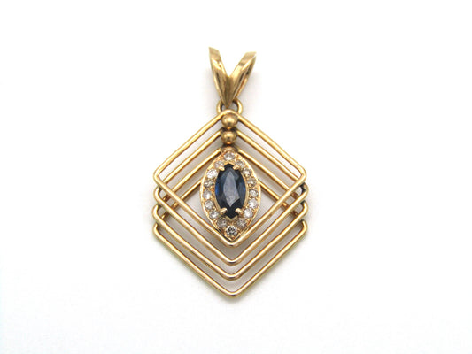 Estate, 18K gold sapphire and diamond pendant