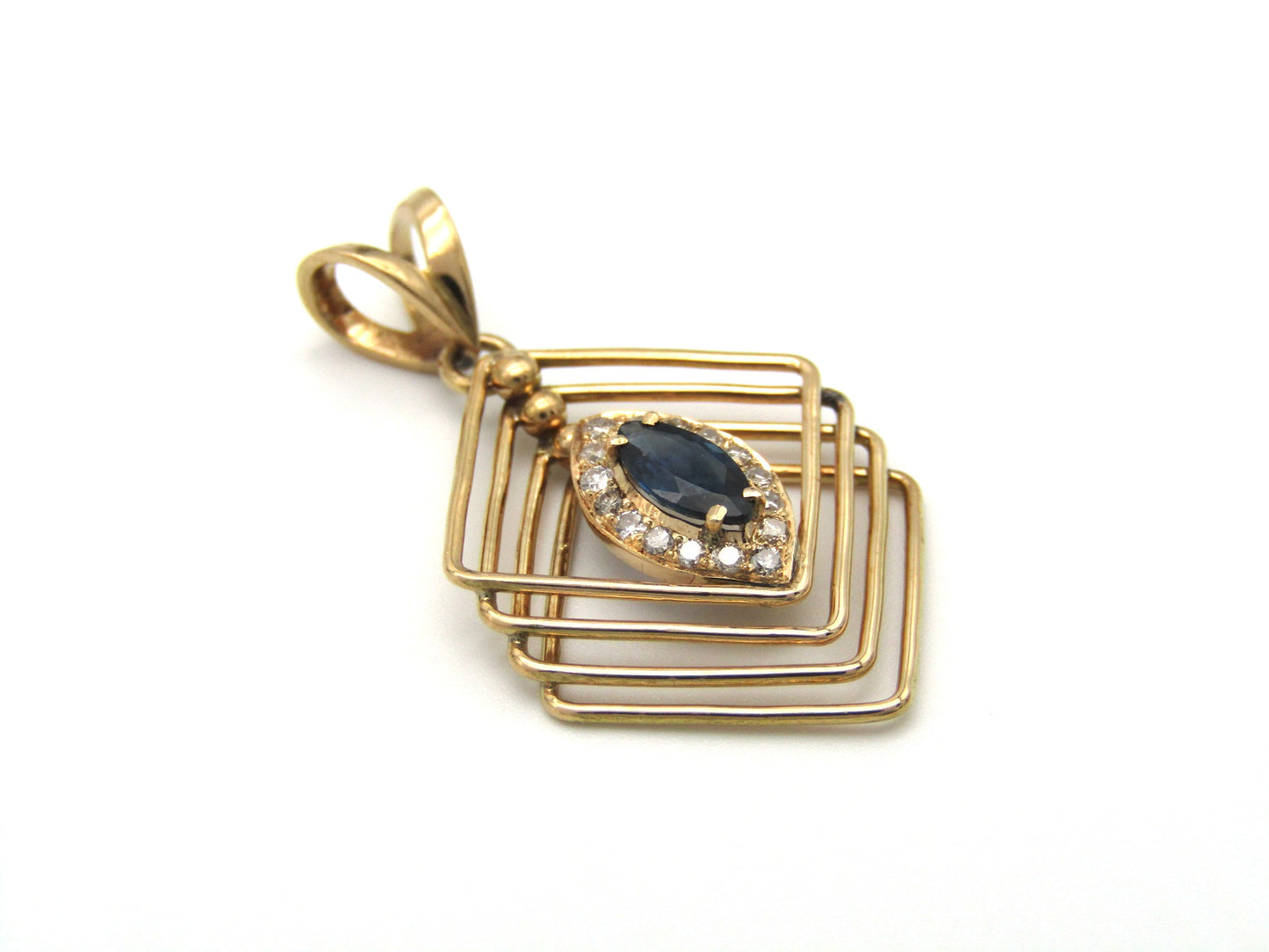 Estate, 18K gold sapphire and diamond pendant