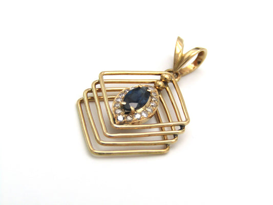 Estate, 18K gold sapphire and diamond pendant