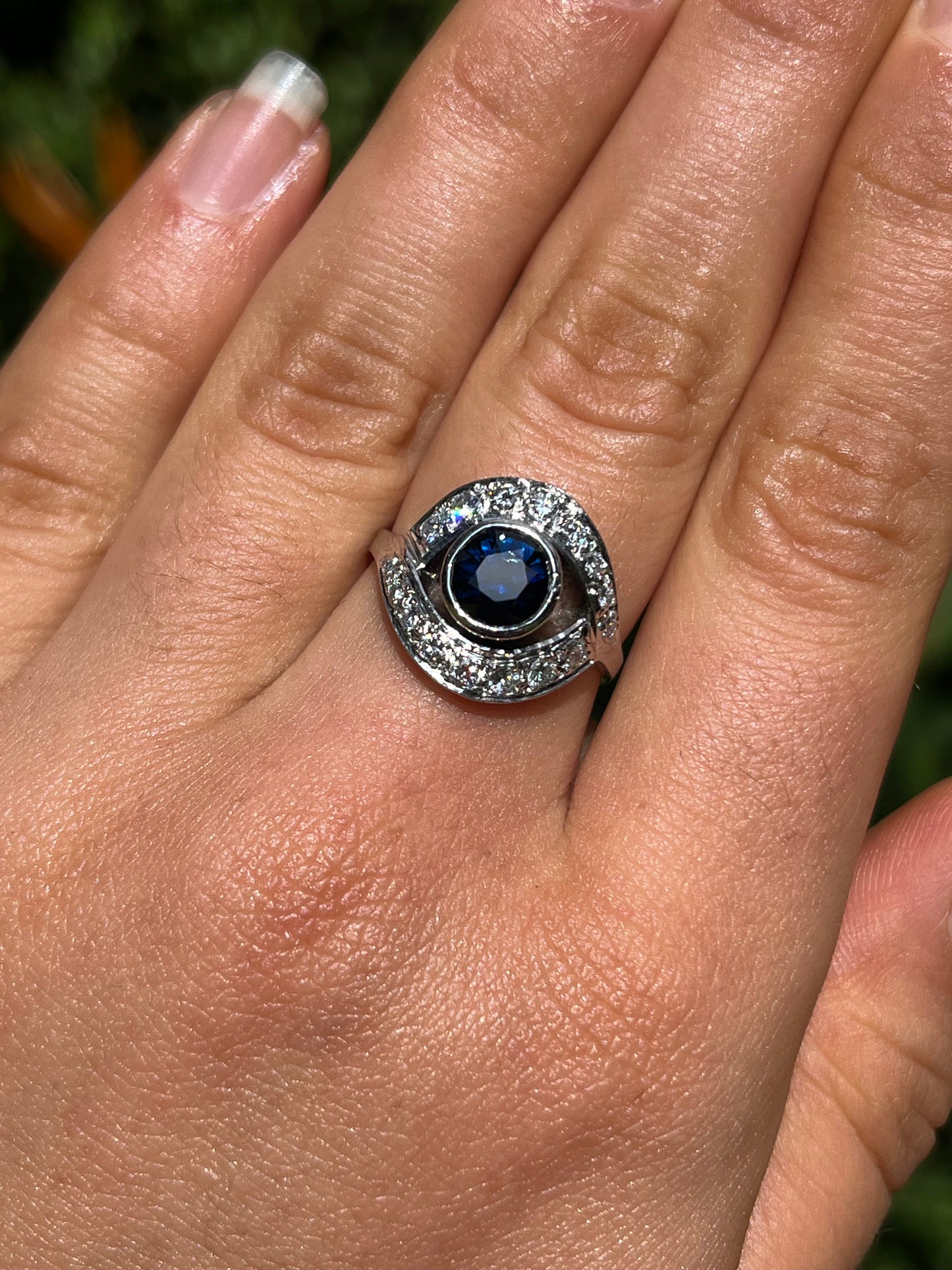 Mid-century, 18K gold sapphire and diamond ring