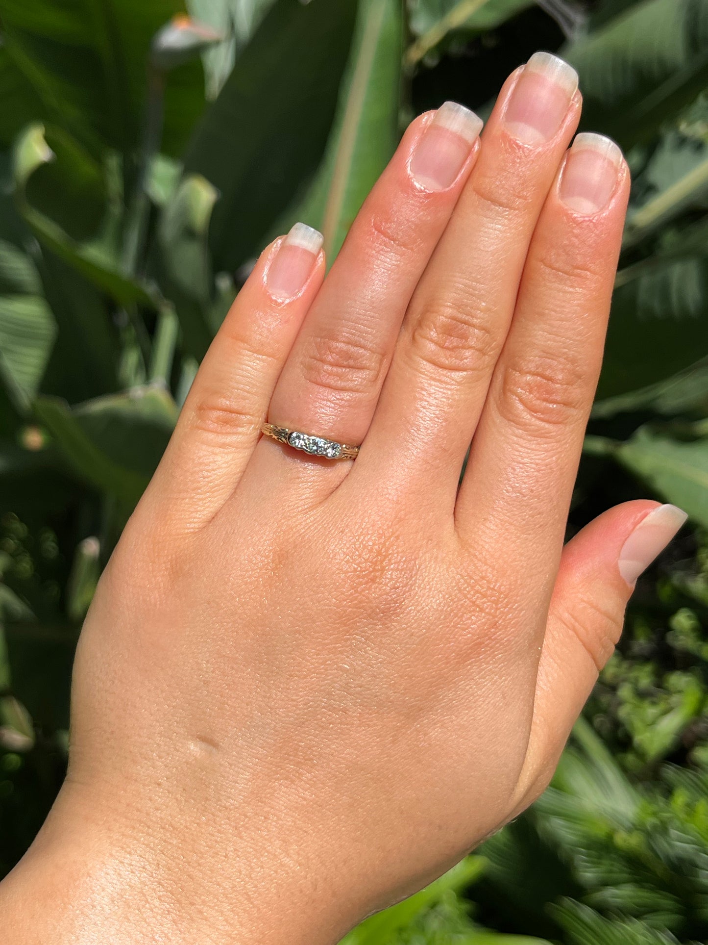 Mid-century, 14K gold diamond trilogy ring