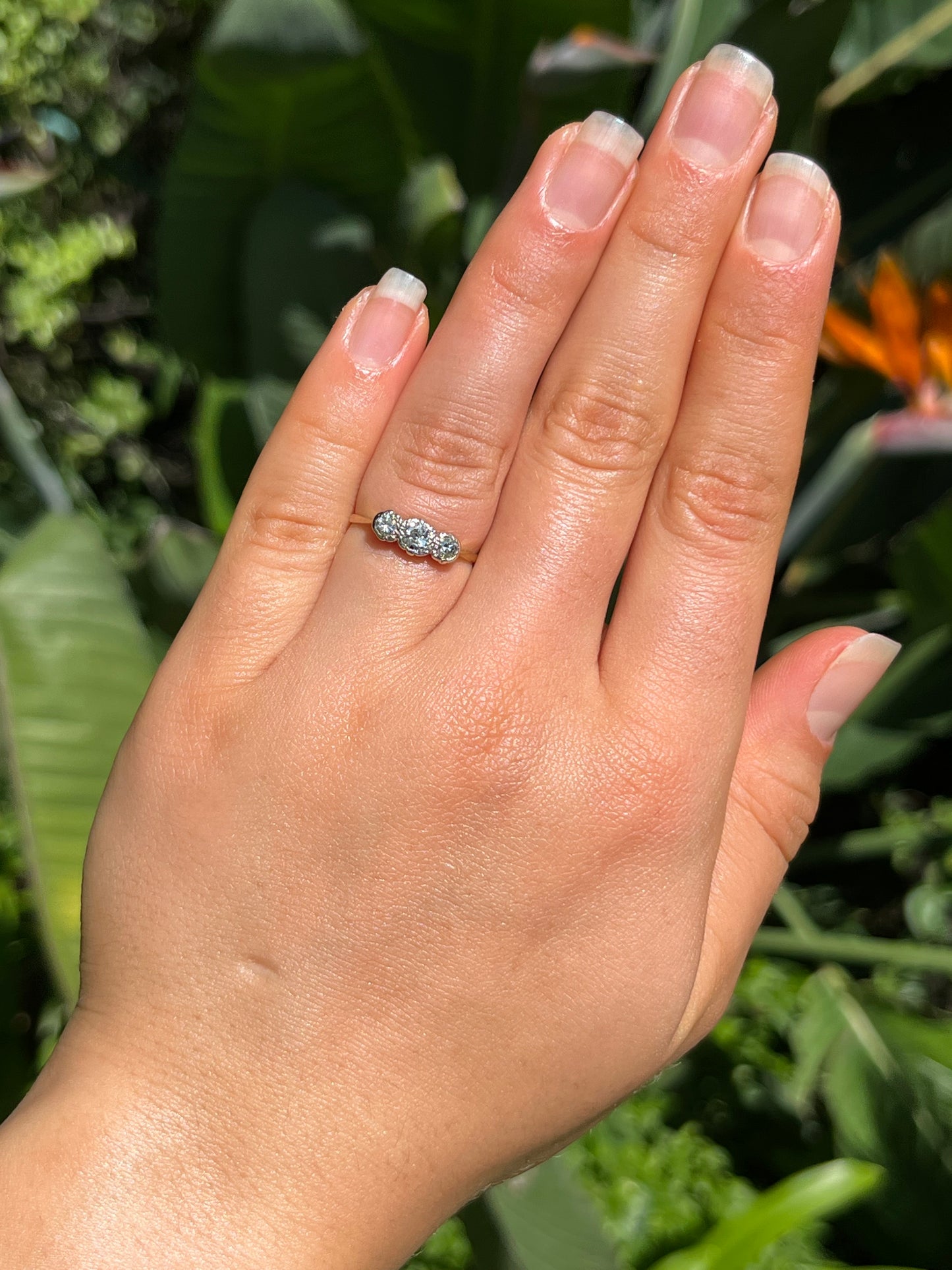 Victorian, 18K gold diamond trilogy ring