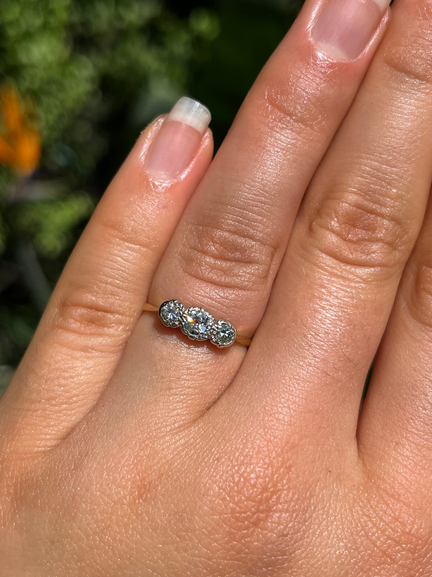 Victorian, 18K gold diamond trilogy ring
