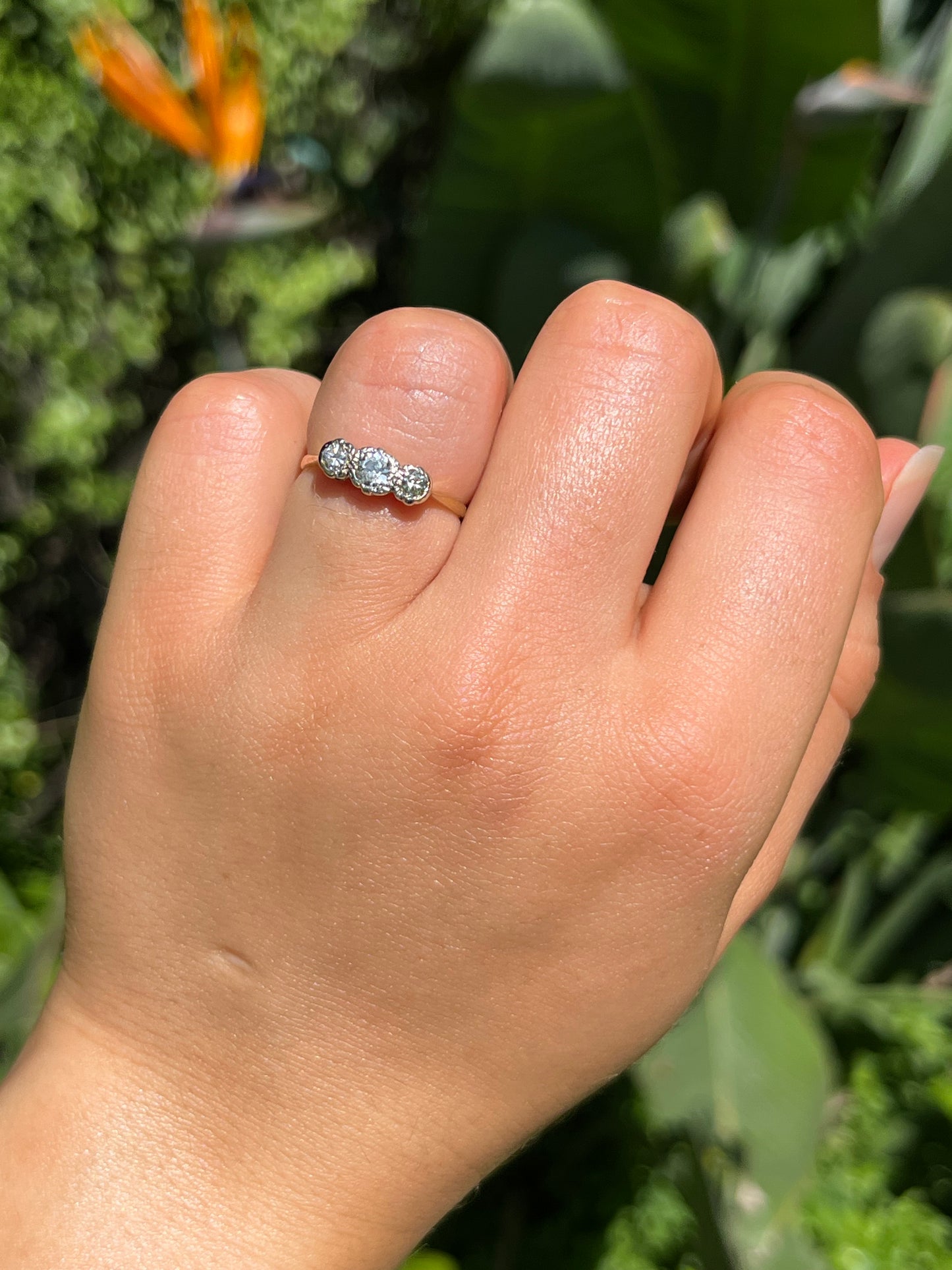 Victorian, 18K gold diamond trilogy ring