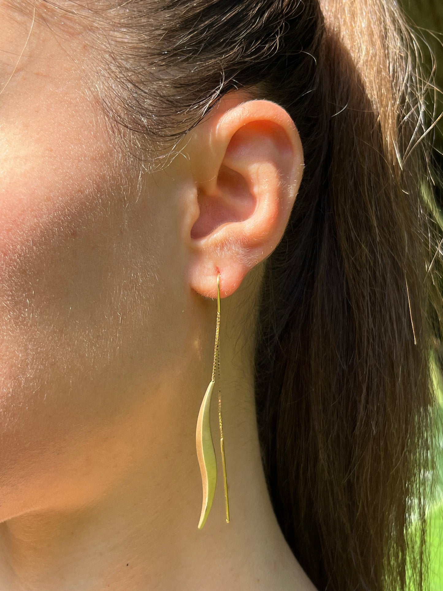 Vintage, 14K gold threader earrings, Italian