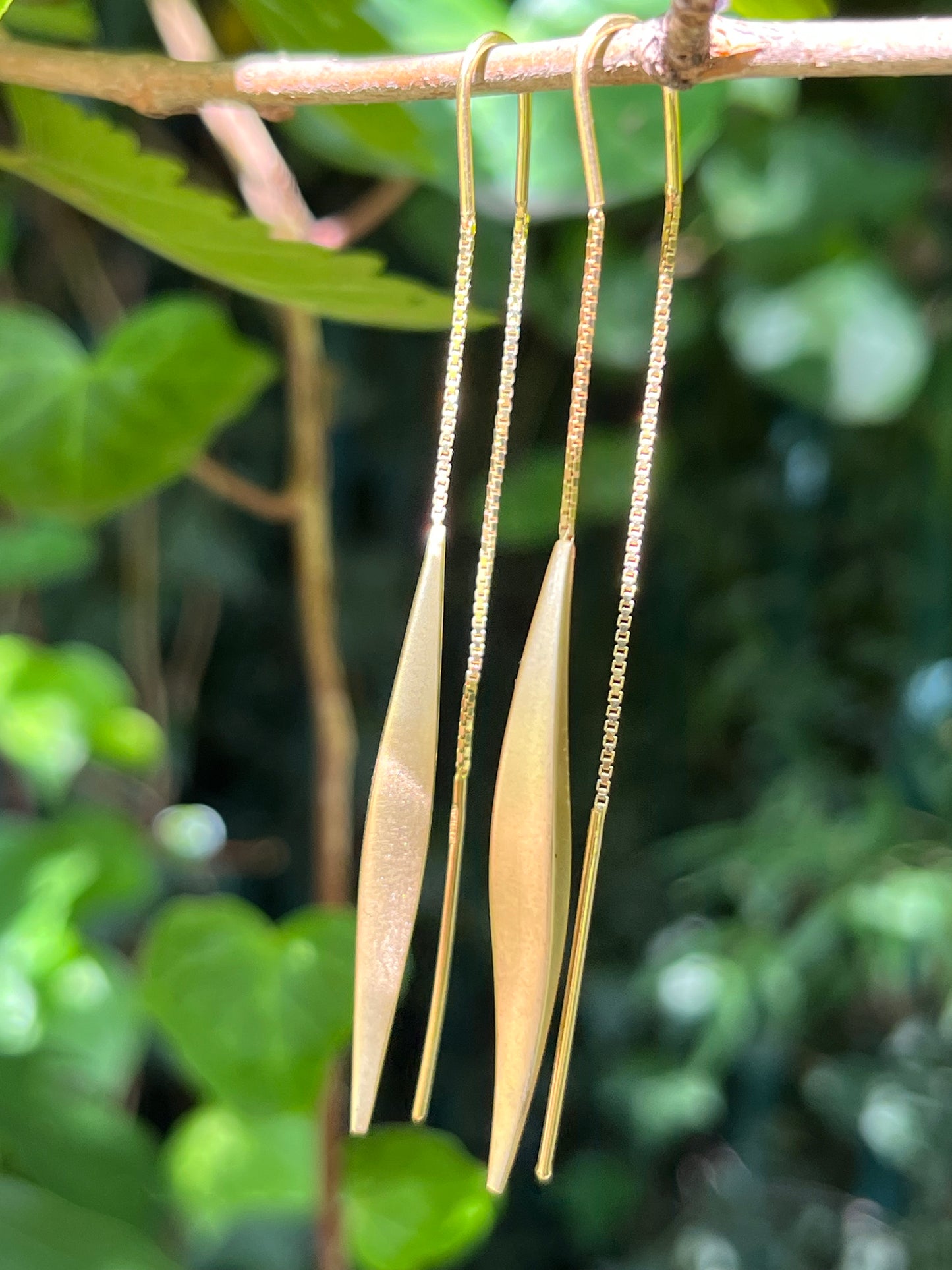 Vintage, 14K gold threader earrings, Italian