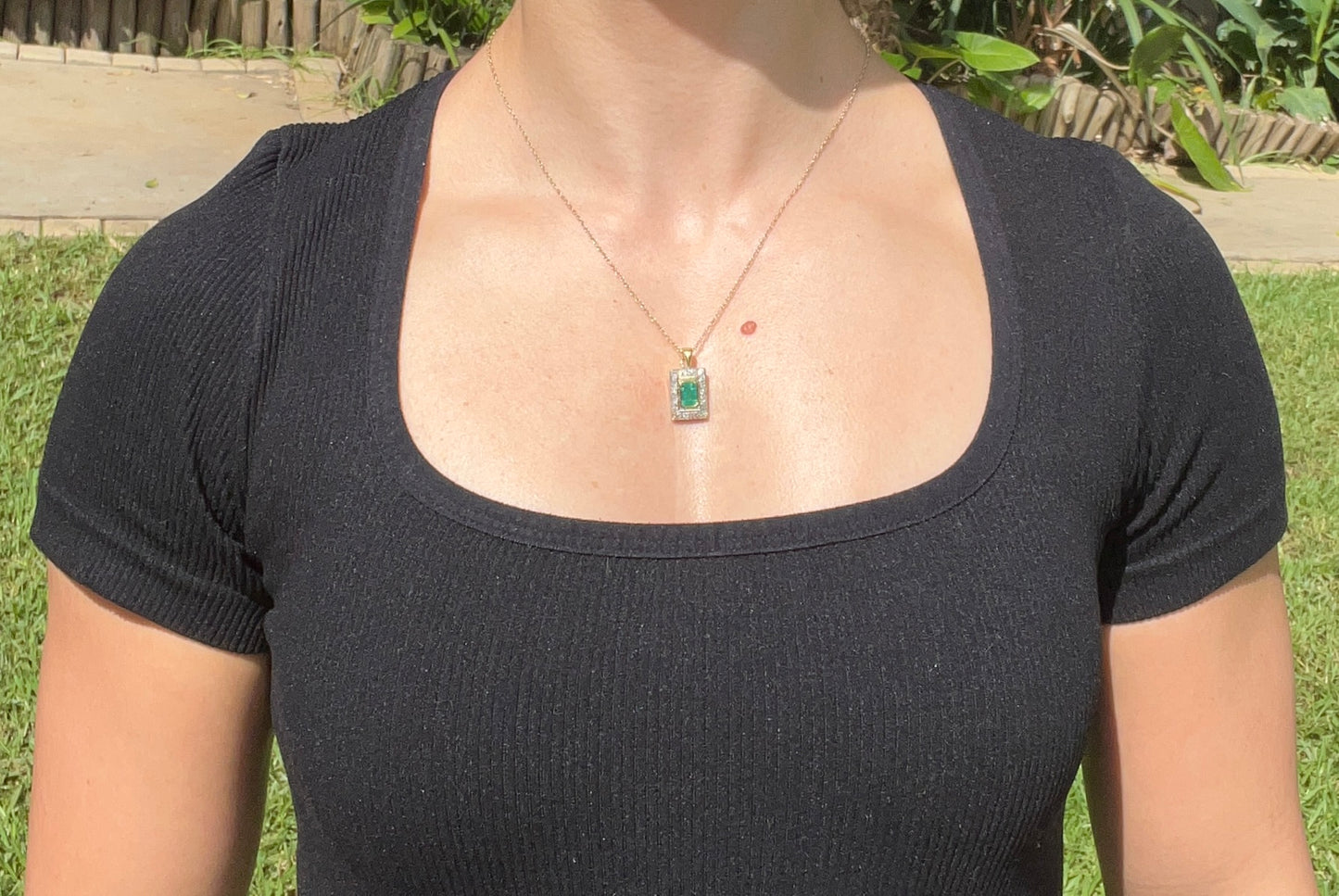 Antique, 18K gold emerald and diamond enhancer