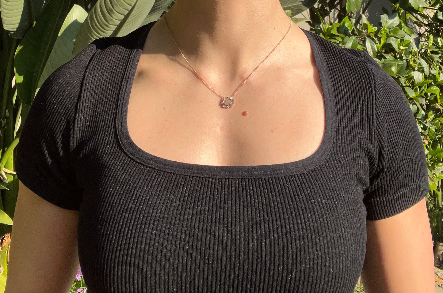 Estate, 9K gold diamond 'slice' necklace