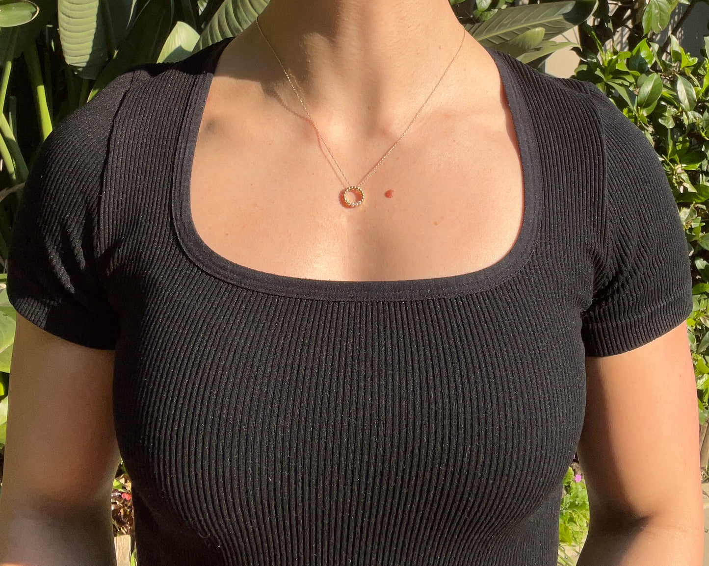 Estate, 9K gold diamond 'circle' pendant