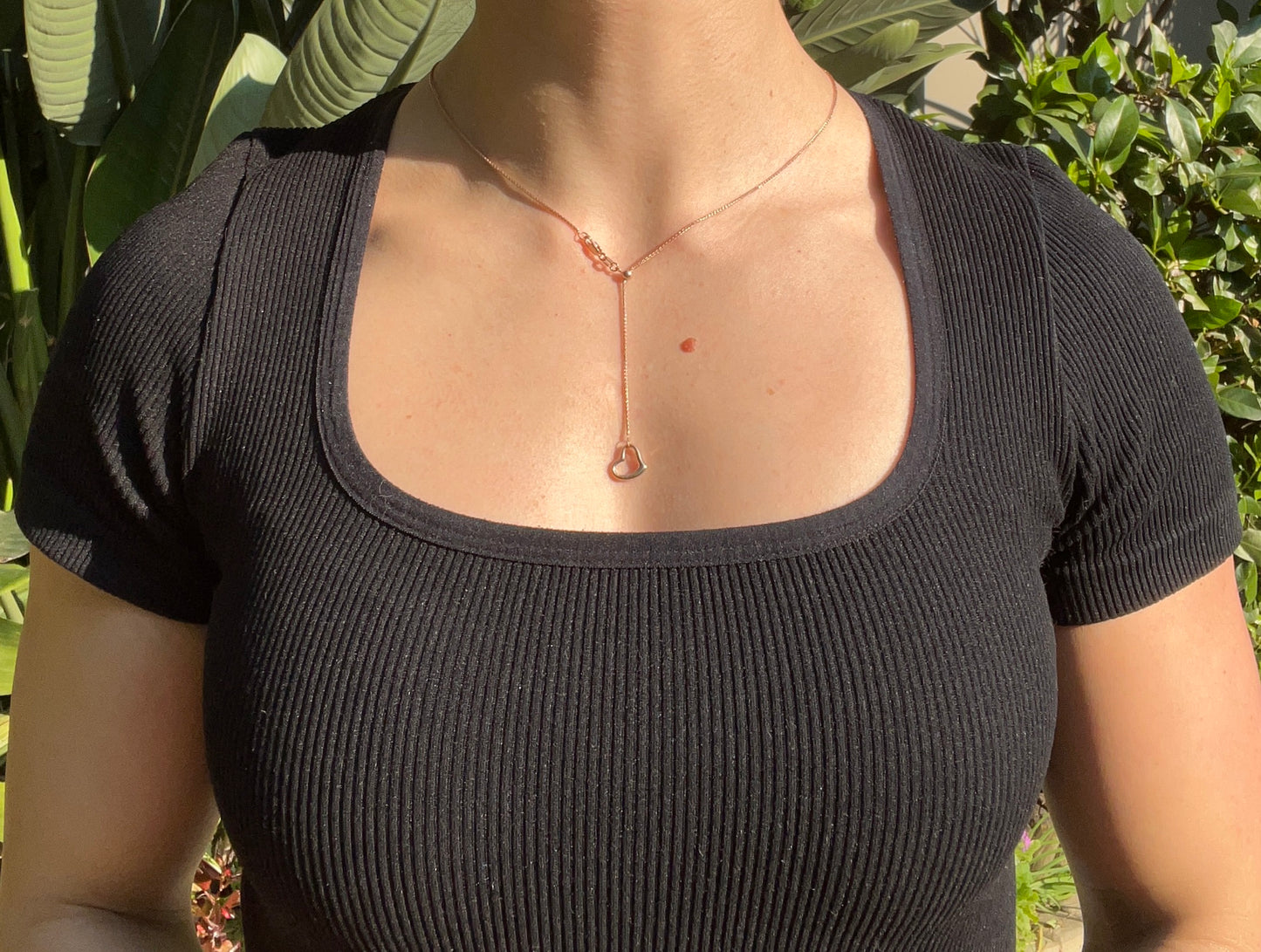 Estate, 9K gold adjustable heart necklace
