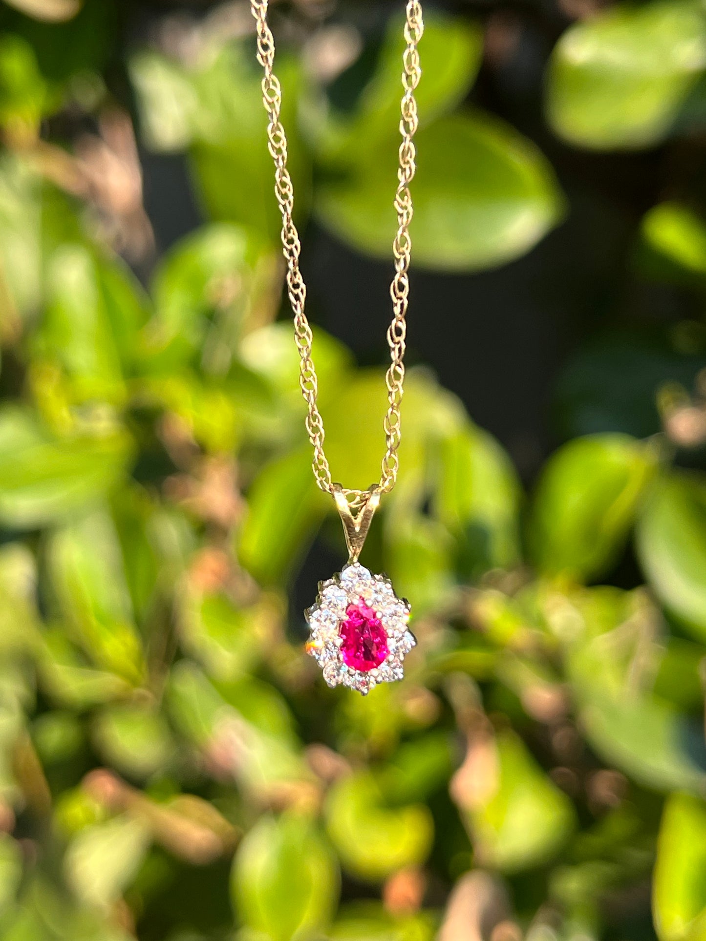 Vintage, 18K gold ruby and diamond pendant, c.1990s