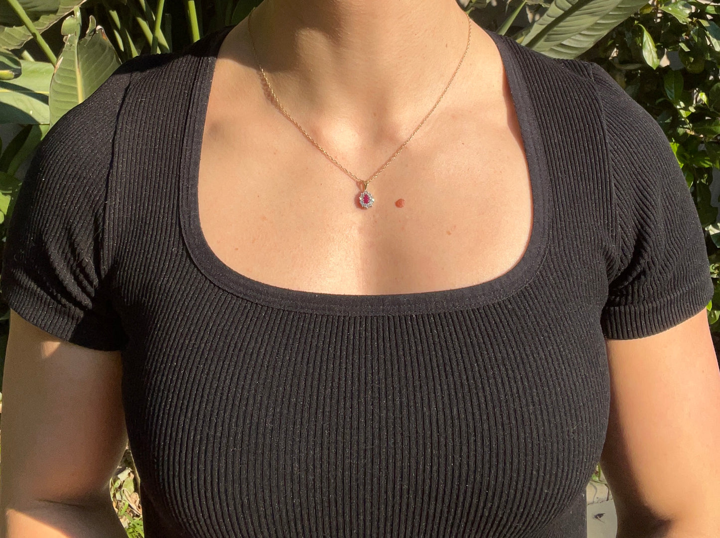 Vintage, 18K gold ruby and diamond pendant, c.1990s